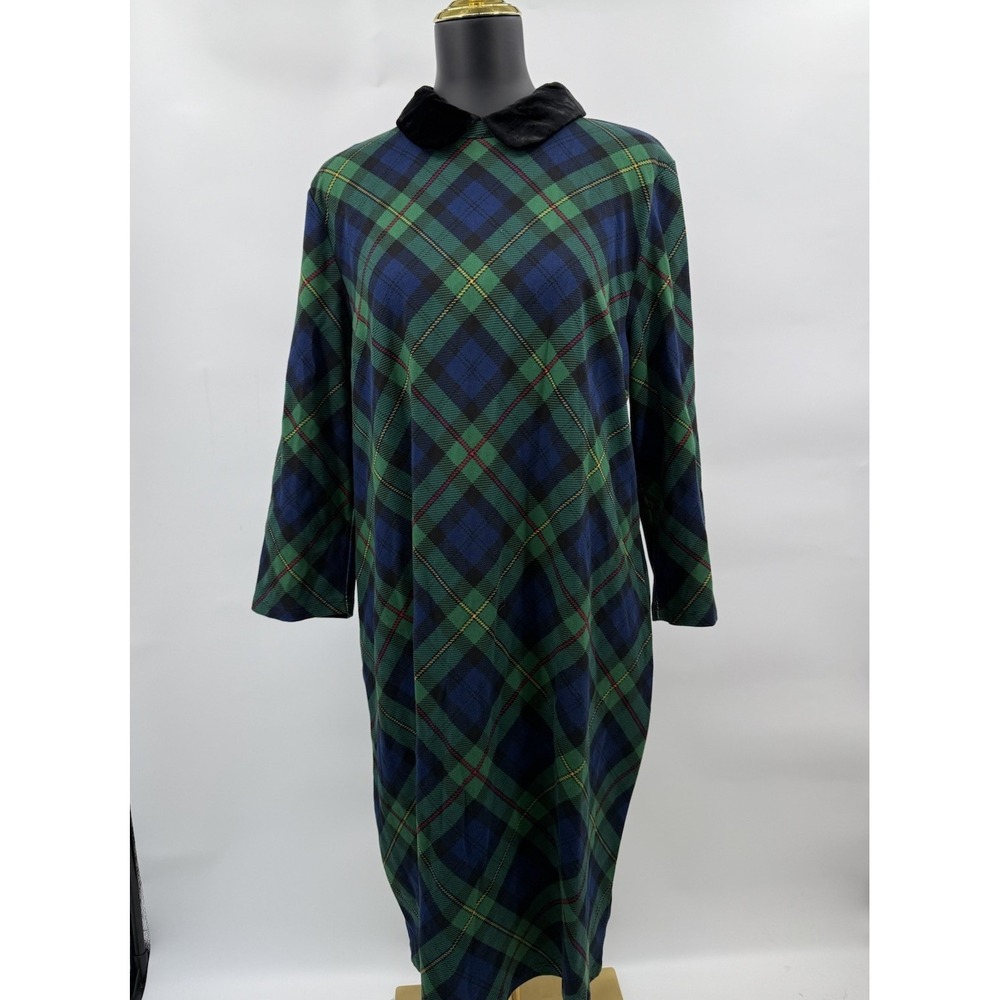 NWT Talbots A Line Dress Women XL Green Plaid - Picture 2 of 10